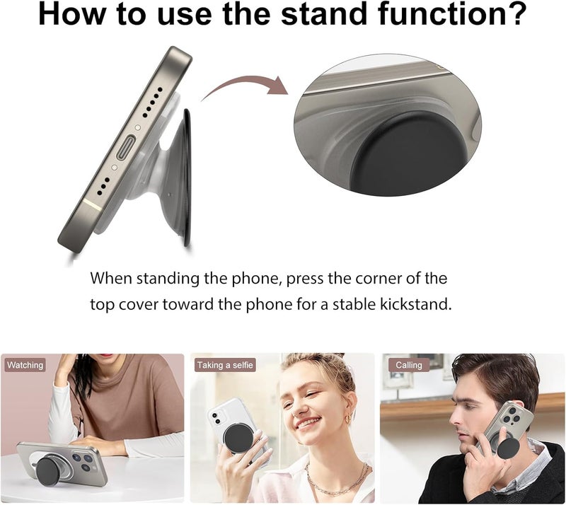 AUROX for MagSafe Phone Grip, Magnetic Phone Grips, Expandable Collapsible Mobile Phone Grip Stand Holder with Kickstand for Magsafe Stand Compatible for iPhone 17 16 15 14 13 Series,White&Purple - Image 3